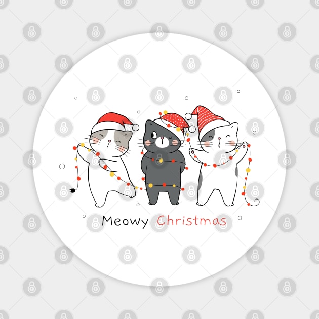 Meowy Christmas Magnet by stark.shop